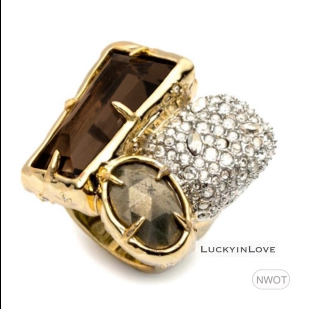 ALEXIS BITTAR • Rocky Pavé Crystal Stone Gemstone Statement Cocktail Ring  7.5